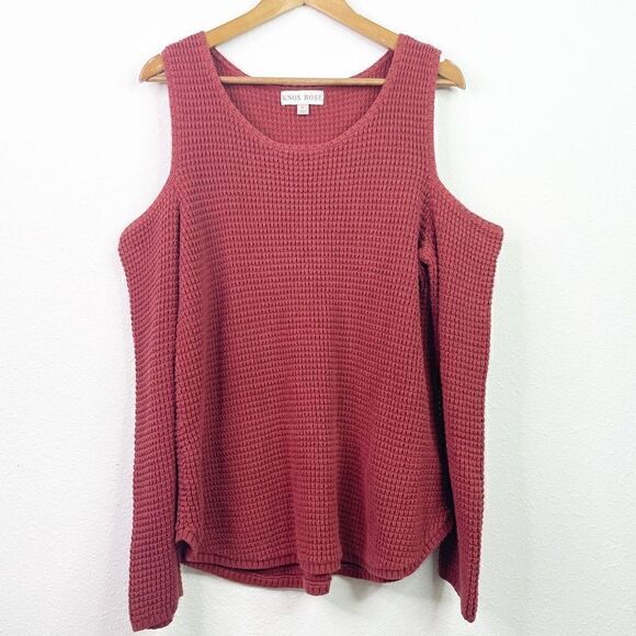Knox Rose Women’s Clay Cold Shoulder Knit Sweater Size 1 X - Picture 1 of 7